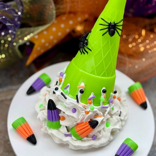 Fake Halloween Ice Cream Cone: Tiered Tray Fall Decor