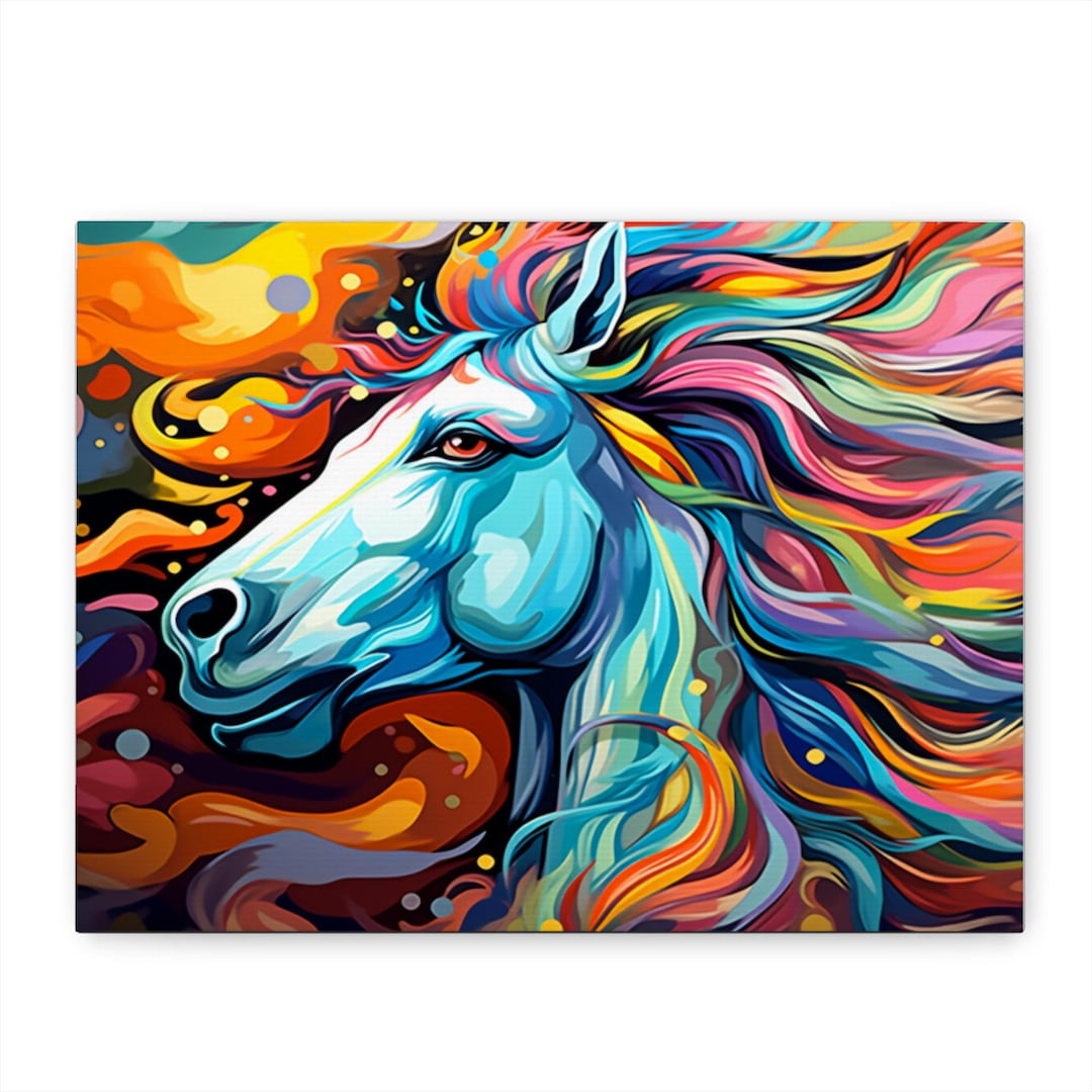 Vibrant Abstract Horse Canvas Print | Colorful Equine Wall Art ...