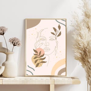 Impression d&#39;art dessin au trait femme, affiche féminine minimaliste d&#39;une ligne, art mural imprimable visage de femme moderne, téléchargement numérique simple