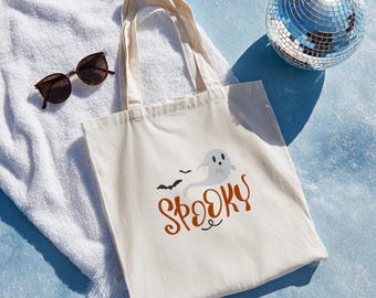 Gruselige Geist-Halloween-Einkaufstasche | Niedliche Cartoon Gespenst Tasche | Festliche Herbstliche Wiederverwendbare Shopper | Skurriles Herbst Accessoire Geschenk