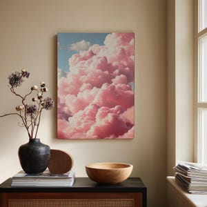 Dreamy Pink Cloud Canvas Art | Ethereal Sky Wall Decor | Pastel Aesthetic Print | Serene Bedroom Art | Whimsical Nursery Decor Gift for Her