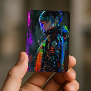 Neon Rebel Cyberpunk Playing Cards | Futuristic Abstract Art Poker Deck | Edgy Vibrant Sci-Fi Gamer Gift | Unique Collectible Card Set