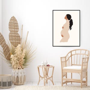 Nadruk na ciele kobiety w ciąży, minimalistyczna sztuka ścienna ciążowa, plakat ciążowy, prezent na dzień matki dla przyszłej mamy, dzieło sztuki macierzyństwa