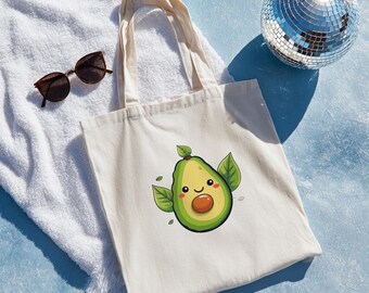 Kawaii Avokado Tygväska | Söt Glad Leende Avokado Tygväska | Foodie Present | Hälsosam Livsstil Återanvändbar Miljövänlig Hållbar Varje Dag
