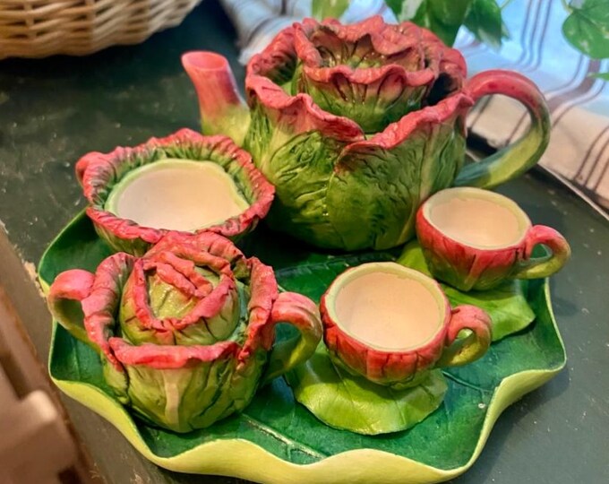 Ceramic Miniature Cabbage Tea Set - Etsy