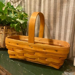 Cesta Longaberger 2000 Century Celebration / Sociedad Americana del Cáncer / W129B / Cesta vintage pequeña con protector