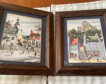 Coppia di stampe Mikola dell'arte del Quebec