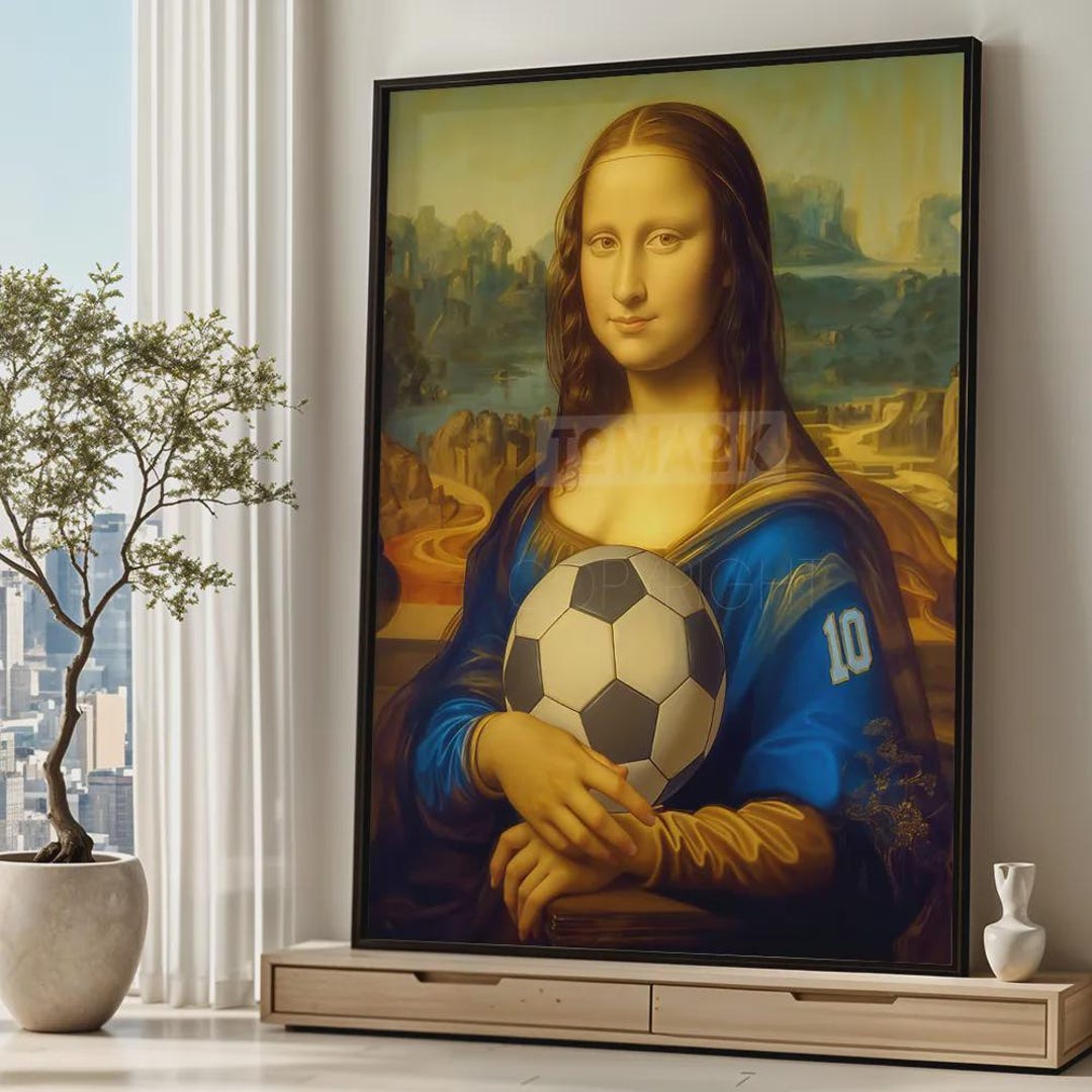Mona Lisa Soccer Poster Art Print Surreal Wall Decor Living Room ...