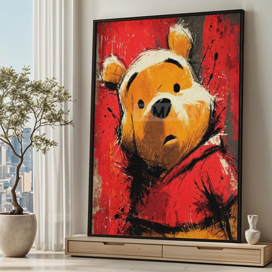 Modern Pooh Graphics Winnie the Pooh Poster Art Print, Large Wall Decor Bold Colors Modern ...