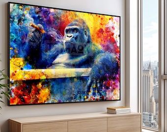 Iron Savage Gorilla Poster, Graffiti Art Print, Wild Animal Wall