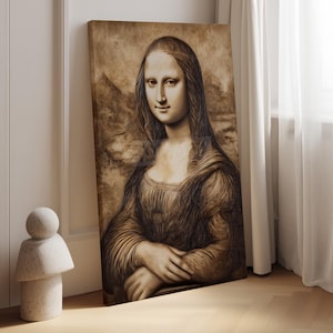 Mona Lisa Canvas Print with Digital Engraving Effect | Art Decor • Mona Lisa 5