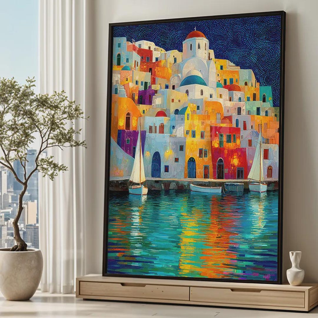 Mediterranean Landscape Painting Poster Art Print Wall Decor - Etsy