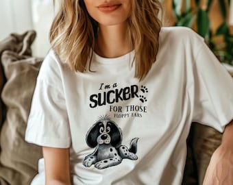 Funny Cartoon Dog T-Shirt - Cute Black & White Puppy Tee - Gift for Dog Lovers