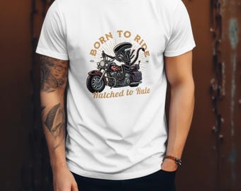 Born to Ride Alien Biker T-Shirt – Sci-Fi Meets Rebel Style!