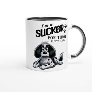 Funny Cartoon Dog Mug - Cute Puppy Coffee Cup, White 11oz Ceramic Mug with Color Inside