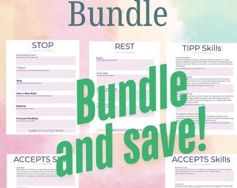 DBT Distress tolerance worksheet bundle