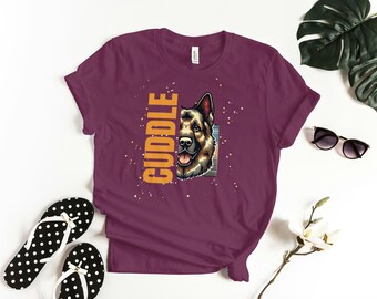 Cuddle German Shepherd Tee, Fur Mama Dog Mom Shirt