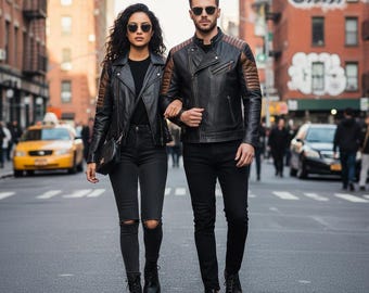 Men's Black Cowhide Leather Biker Jacket | Asymmetrical Zipper