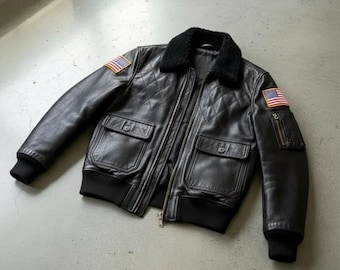 Men's Sheepskin Leather Bomber Jacket: WWII A2 Flight Style, Faux Fur Collar