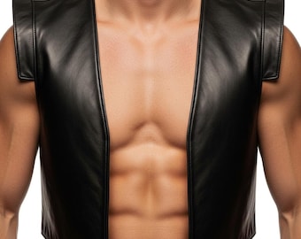 Handmade Cowhide Leather Bartender Vest | Open Front, Vintage Style