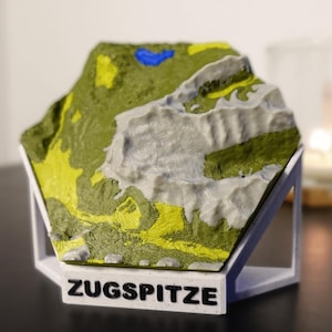 Zugspitze 3D Miniatur Karte - 3D Karte mit Höhenprofil - kleines Modell