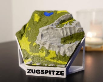 Zugspitze 3D miniature map - 3D map with elevation profile - small model