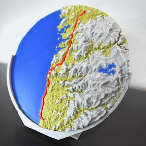 Votre itinéraire sous forme de carte en relief 3D – paysage miniature personnalisé | Cadeau unique | Strava Komoot GPX