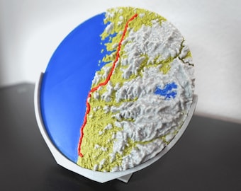 Your route as a 3D relief map – Personalized miniature landscape | Unique gift | Strava Komoot GPX