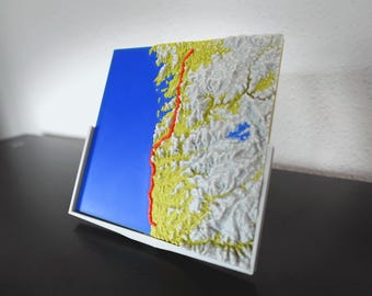 Mini 3D Komoot/Strava map | Rectangle | Hiking | Cycling | Personalized tour