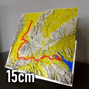 Mini 3D Karte deiner Wander und Radtouren | Personalisierte Karte mit Landschaft und Topografie | Strava und Komoot