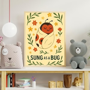 Lady Bug Nursery Wall Art | Snug as a Bug Digital Print | Playroom Prints | Baby Shower Gift | Cute Prints | Nursery Print | Kids Playroom