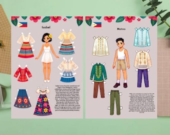 Filipino Paper Dolls | Traditional Outfit Craft (Printable)