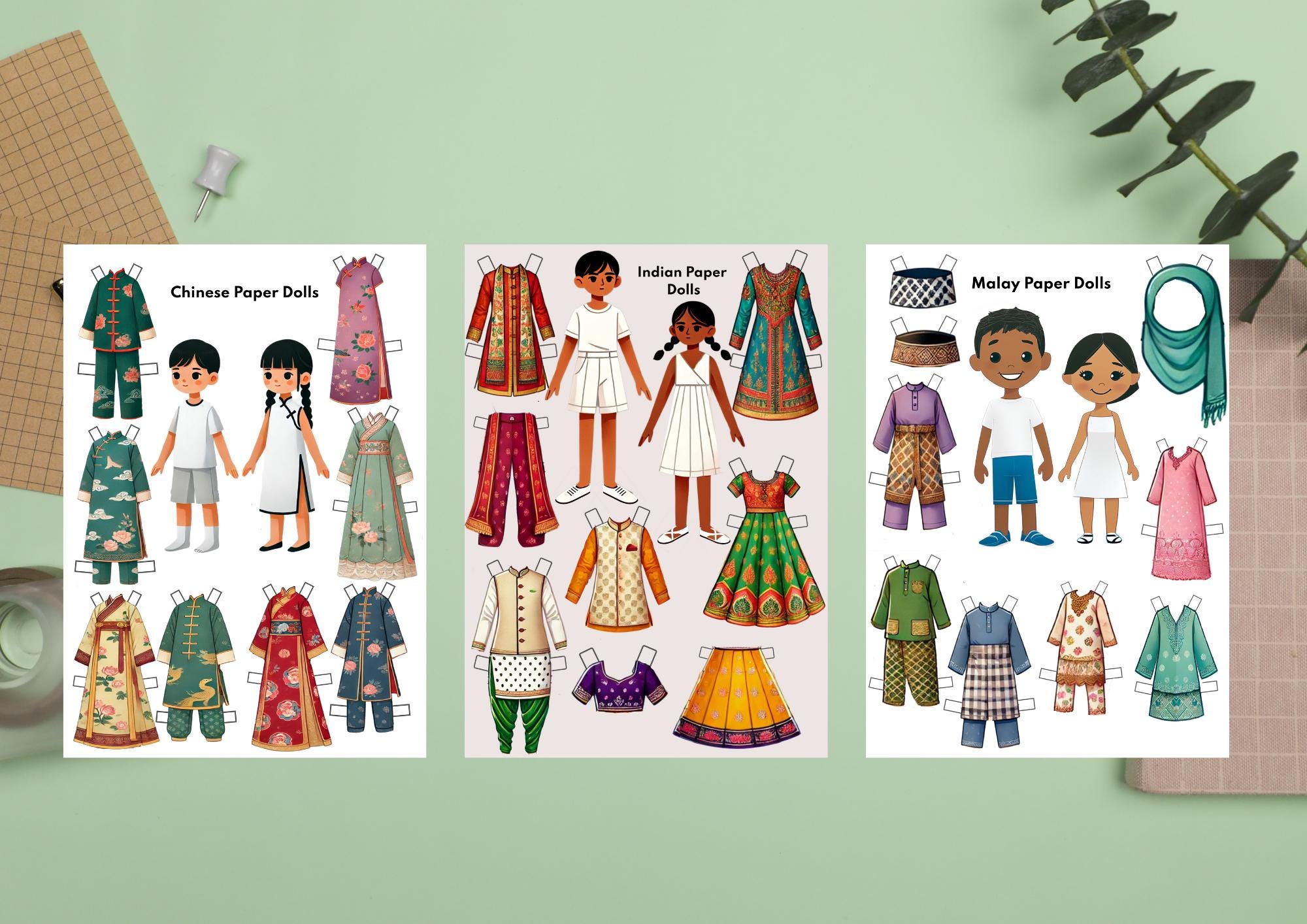 traditional-dress-paper-doll-printable-etsy for Free Printable Multicultural Paper Dolls Printable Traditional Dress Paper Doll Printable - Etsy for Free Printable Multicultural Paper Dolls Printable