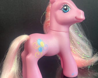 Pinkie Pie Mlp G3 My Little Pony balloons glitter hair vintage Hasbro 2007 pink