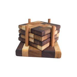 Set Of 4 Coasters, Walnut, Cherry, Maple
