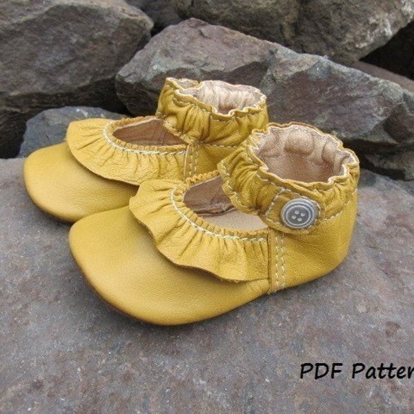 Baby Shoe Pattern Ruffled MaryJane Shoes PDF Sewing Pattern with tutorial