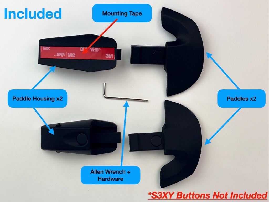 テスラ パドルシフター V2 - マグネット式 | S3XY ボタンハウジング
