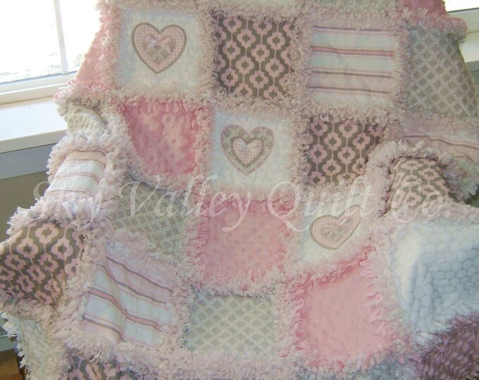 Pre CUT Rag Quilt KIT Pink and Gray Classics Etsy