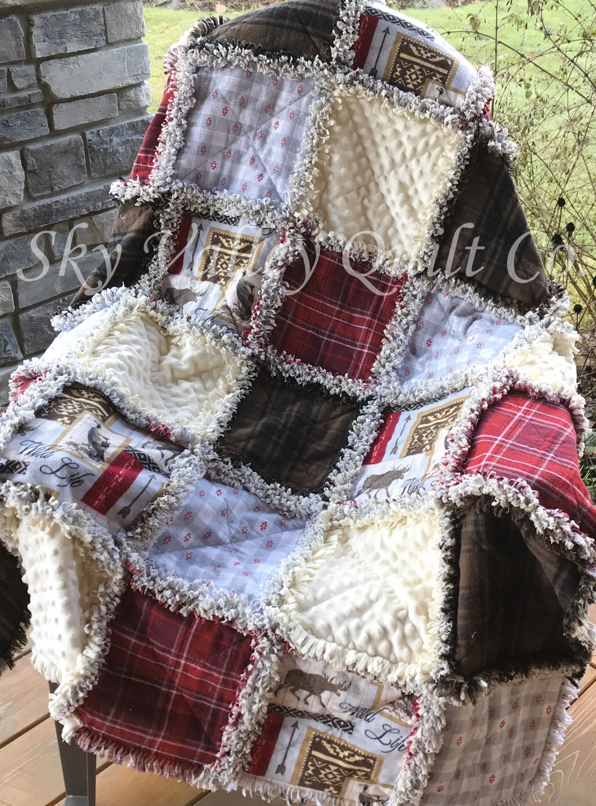 Pre cut home decor Rag Quilt KIT Wild Life moose eagles Etsy