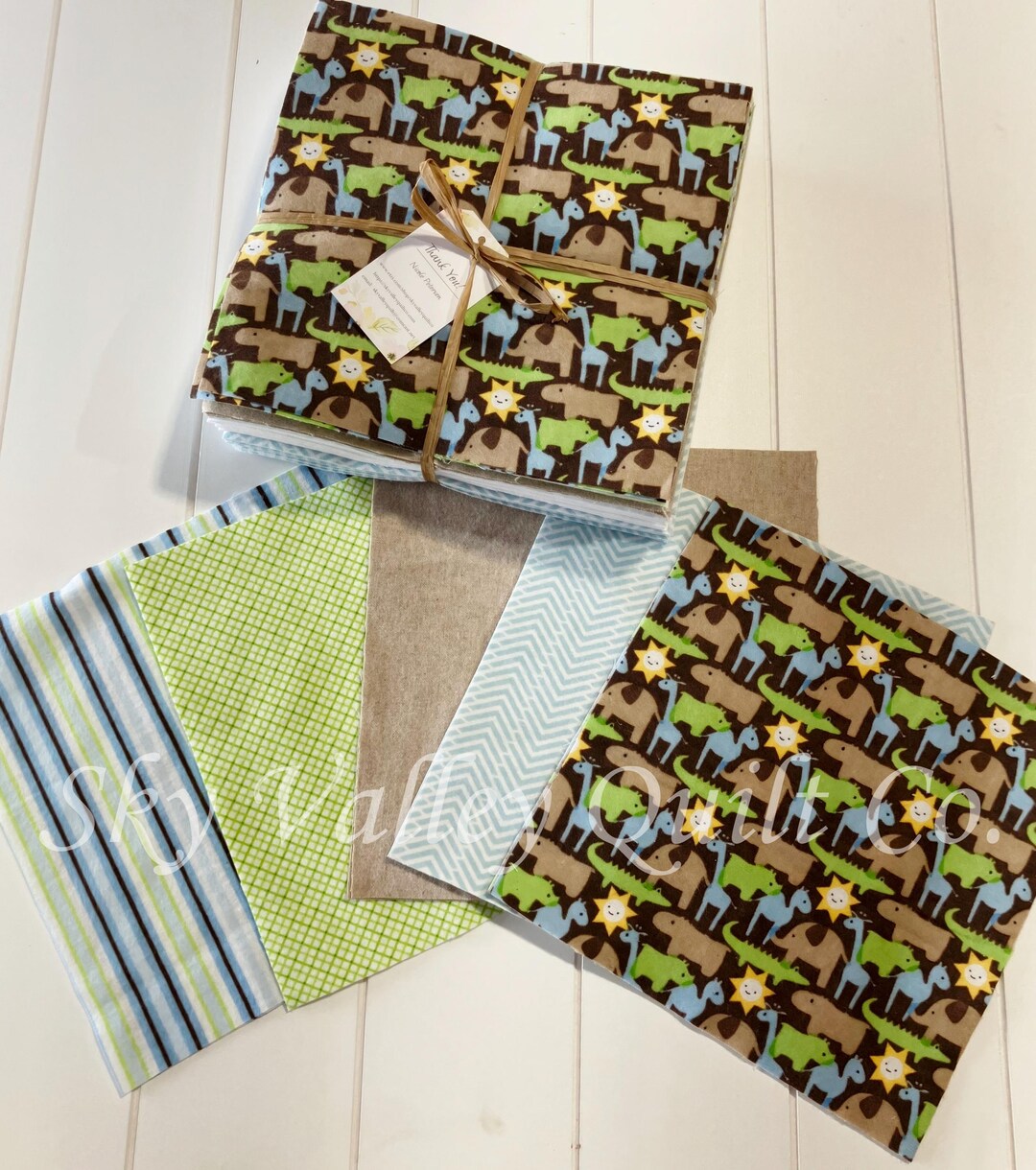 Pre Cut Rag Quilt KIT - Zoo Animals in Light Blue, Green and Brown, All ...