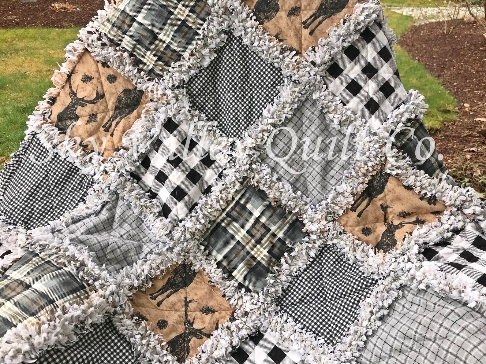 Pre Cut Rag Quilt KIT Buffalo Plaids Deer Stag Brown Etsy