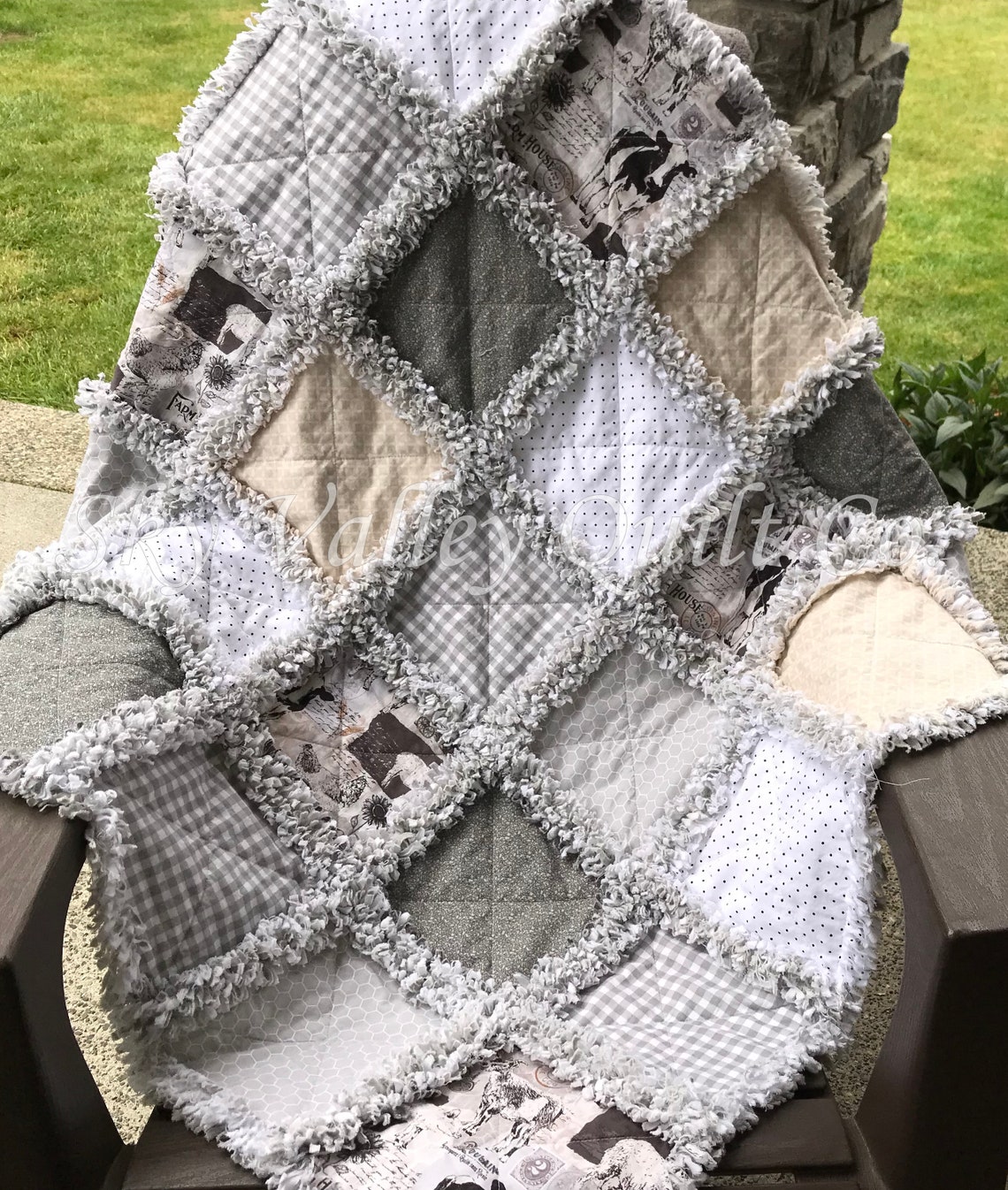 Pre CUT Rag Quilt KIT Farm House Chic Neutral Pallet Cream Etsy