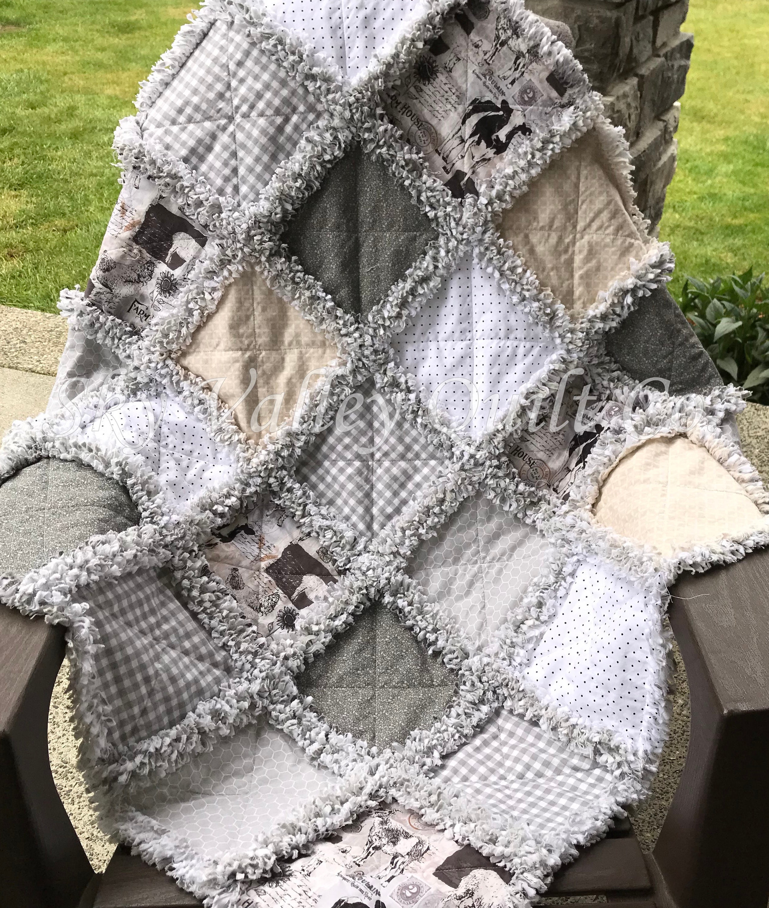 Pre CUT Rag Quilt KIT Farm House Chic Neutral Pallet Cream Etsy