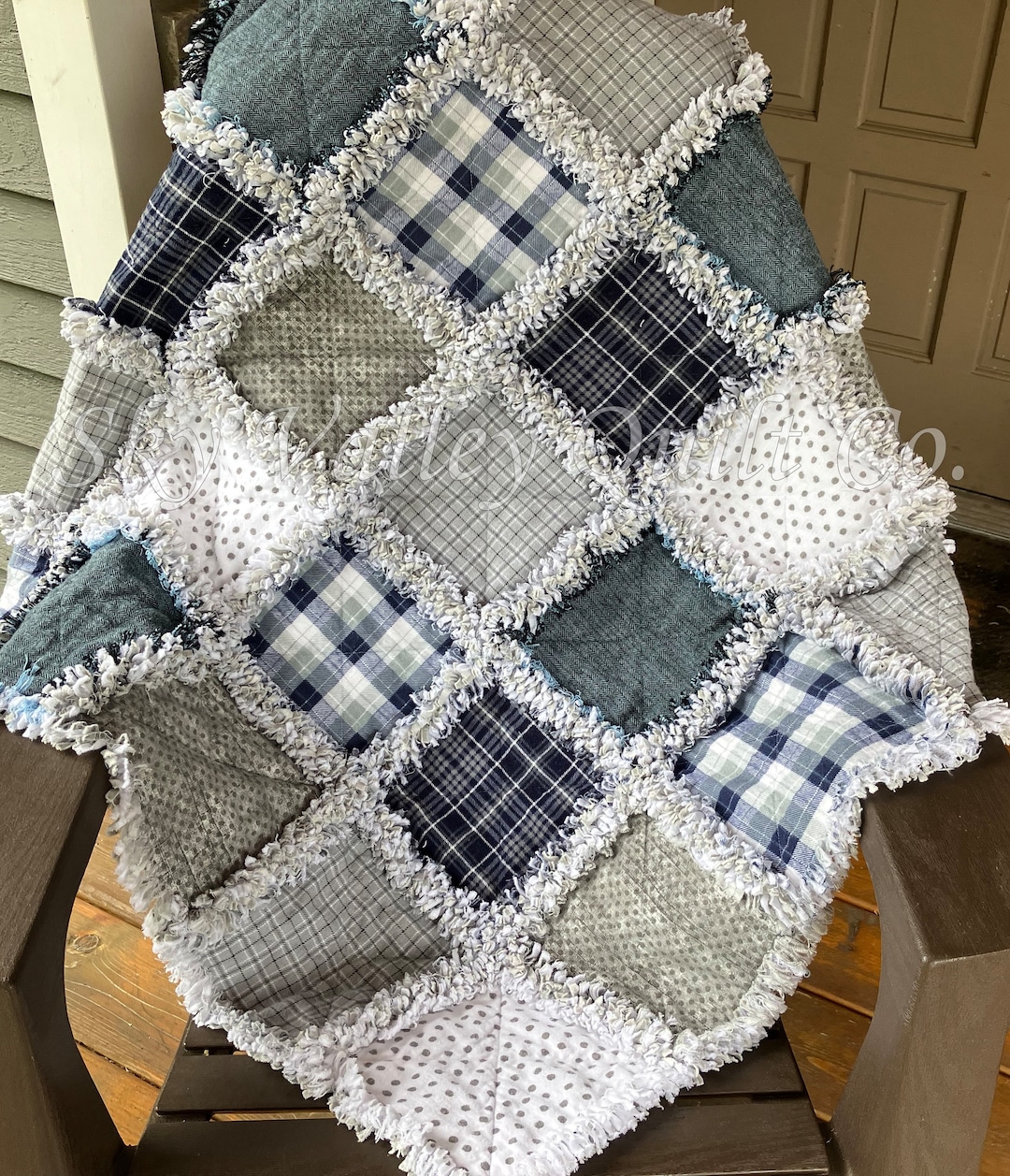 Precut Rag Quilt KIT Navy Blue and Gray Flannels Restocked Etsy