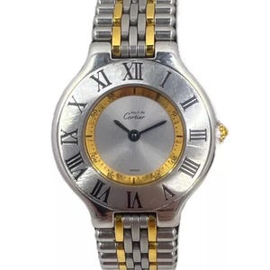 Cartier 27mm Must De 21 Bullet Link Quartz Watch Stainless Steel & 18k Gold