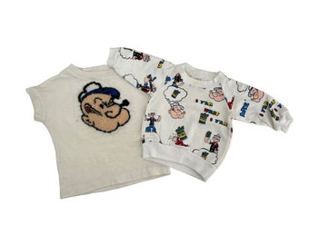 Vintage 80s Popeye the Sailor Man T shirt and sweatshirt kids boy girl clothes