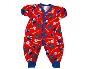 vintage 90s baby boys romper baseball outfit