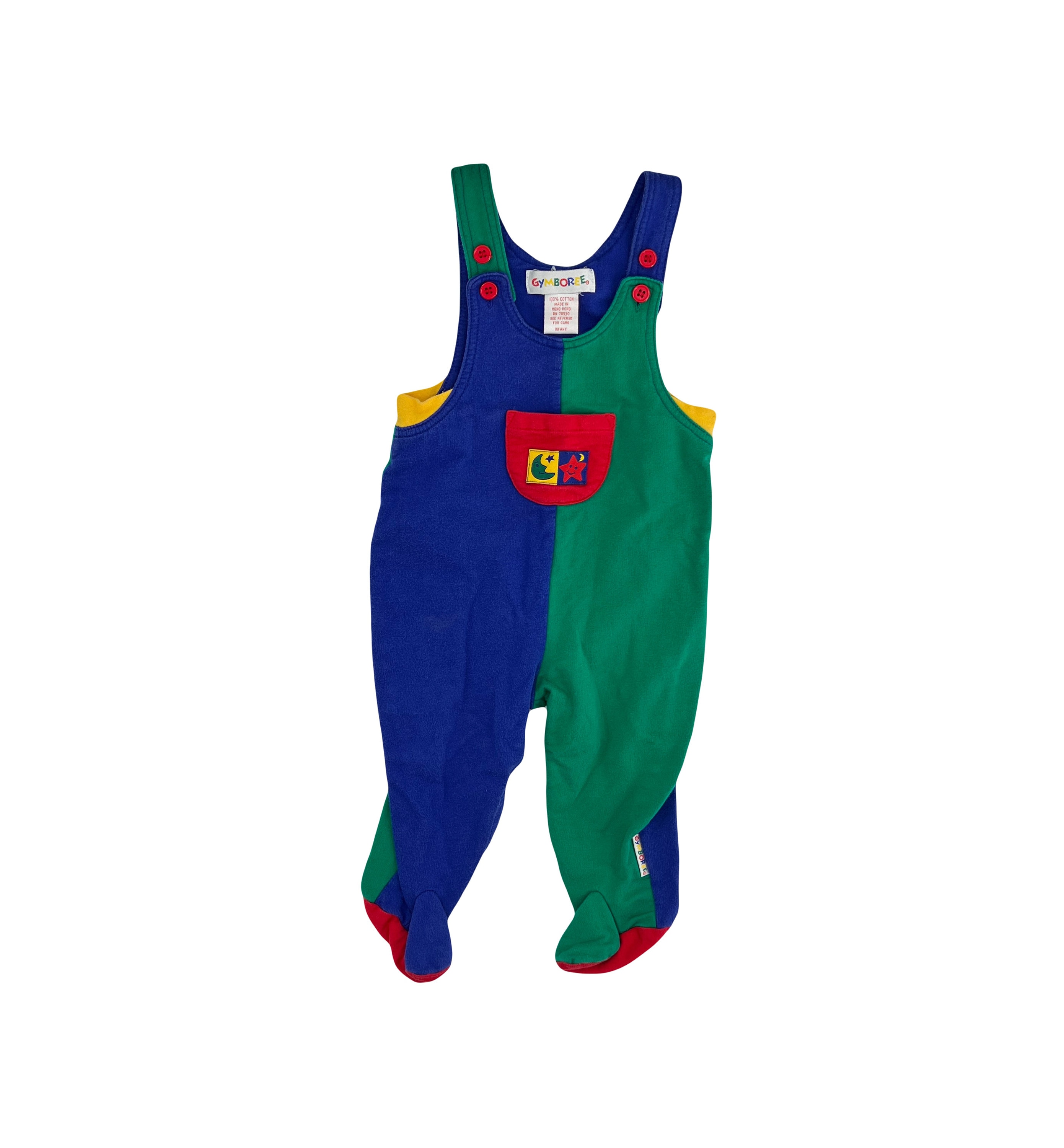 Vintage 90s Baby Boys Romper Gymboree Colorblock Footies Overalls