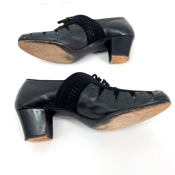 vintage 1940s heels Walk Over tie shoes - image 7