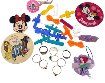 Lote de accesorios de joyería y horquillas para el cabello de Disney Polly Pocket El Rey León, de los años 80 y 90.